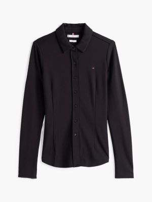 black split cuff slim shirt for women tommy hilfiger