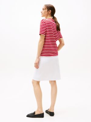 meerdere kleuren t-shirt met goudkleurige knopen voor dames - tommy hilfiger
