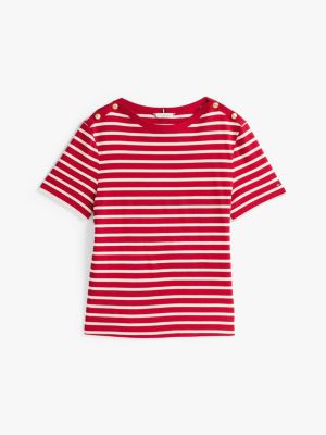 multi gold button t-shirt for women tommy hilfiger