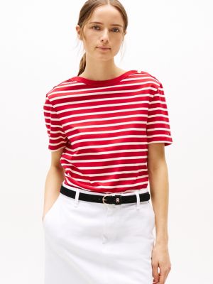 multi t-shirt met goudkleurige knopen voor dames - tommy hilfiger