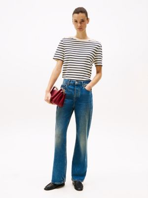 t-shirt con bottoni dorati multicolore da donne tommy hilfiger