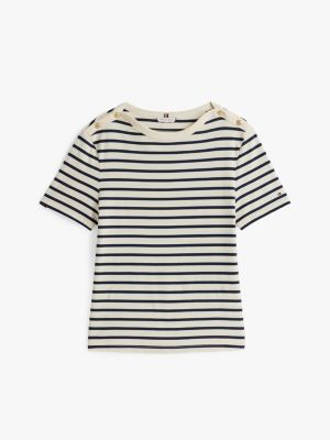 multi gold button t-shirt for women tommy hilfiger