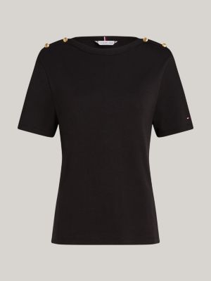 black stripe boat neck relaxed t-shirt for women tommy hilfiger