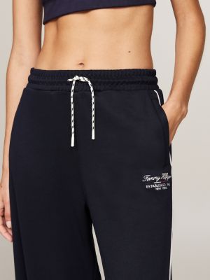 blue sport relaxed wide leg joggers for women tommy hilfiger