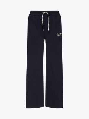 blue sport relaxed wide leg joggers for women tommy hilfiger