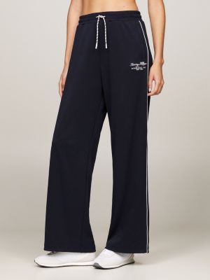 blue sport relaxed wide leg joggers for women tommy hilfiger