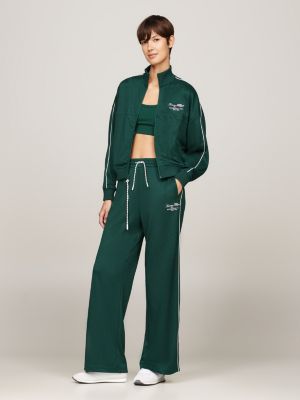 green sport relaxed wide leg joggers for women tommy hilfiger