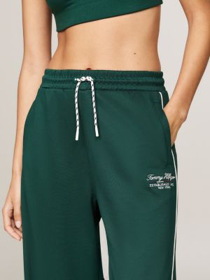 green sport relaxed wide leg joggers for women tommy hilfiger