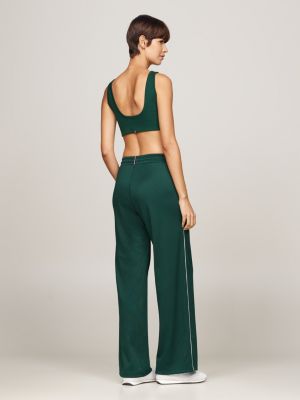 green sport relaxed wide leg joggers for women tommy hilfiger