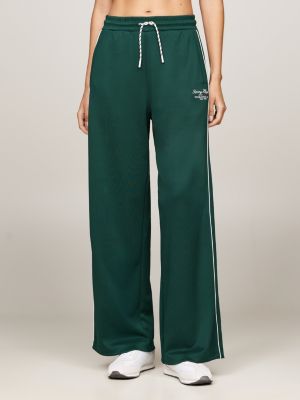 green sport relaxed wide leg joggers for women tommy hilfiger