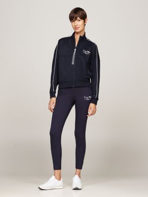 blue sport relaxed zip-thru sweatshirt for women tommy hilfiger