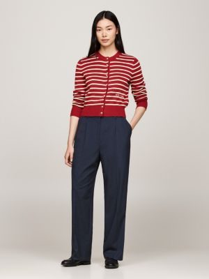 black flannel relaxed straight leg trousers for women tommy hilfiger