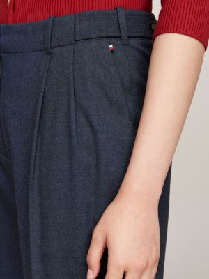 pantaloni relaxed fit dritti in flanella nero da donne tommy hilfiger