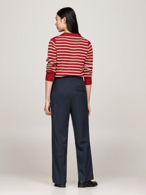 pantaloni relaxed fit dritti in flanella nero da donne tommy hilfiger