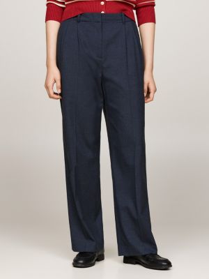 black flannel relaxed straight leg trousers for women tommy hilfiger