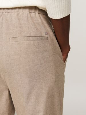 pantaloni chino slim fit dritti in flanella beige da donne tommy hilfiger