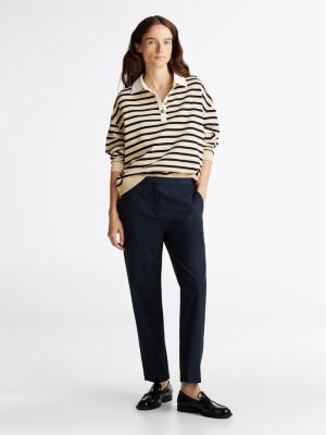 blue flannel slim straight leg chinos for women tommy hilfiger