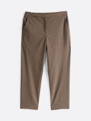 pantaloni chino slim fit dritti in flanella verde da donne tommy hilfiger