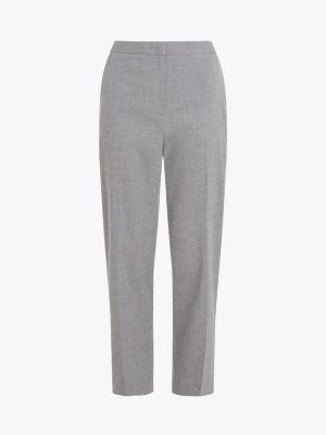 pantaloni chino slim fit dritti in flanella grigio da donne tommy hilfiger