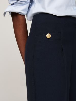 blue twill relaxed straight leg trousers for women tommy hilfiger