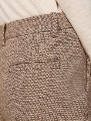 pantaloni slim fit dritti a spina di pesce marrone da donne tommy hilfiger