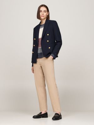 beige stretch cotton slim straight chinos for women tommy hilfiger
