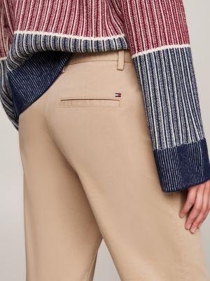 pantaloni chino slim fit dritti beige da donne tommy hilfiger