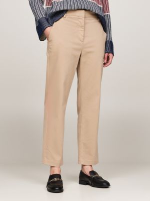 pantaloni chino slim fit dritti beige da donne tommy hilfiger