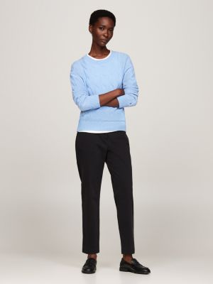 chino slim droit en coton extensible noir pour femmes tommy hilfiger