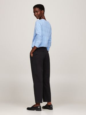 black stretch cotton slim straight chinos for women tommy hilfiger