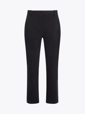 black stretch cotton slim straight chinos for women tommy hilfiger