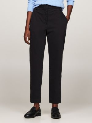 black stretch cotton slim straight chinos for women tommy hilfiger