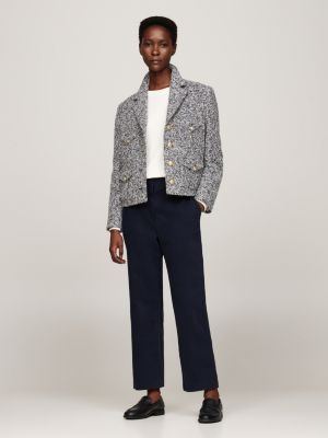 chino slim droit en coton extensible bleu pour femmes tommy hilfiger