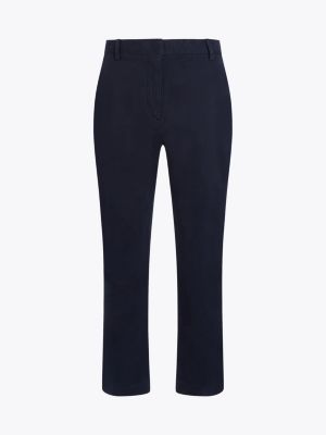 blue stretch cotton slim straight chinos for women tommy hilfiger