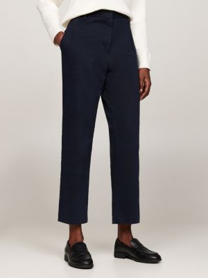 chino slim droit en coton extensible bleu pour femmes tommy hilfiger