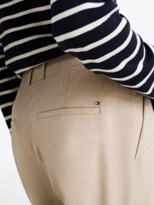 pantaloni relaxed fit dritti in misto lana beige da donne tommy hilfiger