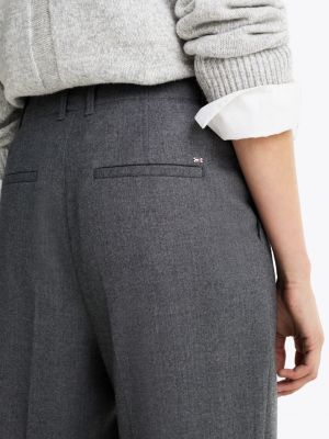 pantaloni relaxed fit dritti in misto lana grigio da donne tommy hilfiger