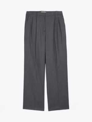 pantaloni relaxed fit dritti in misto lana grigio da donne tommy hilfiger