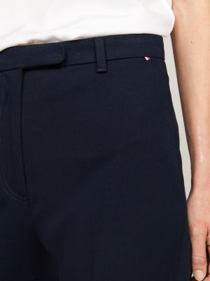 blue gabardine slim trousers for women tommy hilfiger