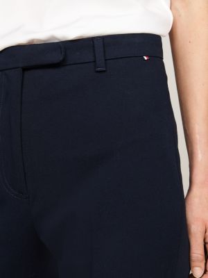 pantaloni slim fit in gabardine blu da donne tommy hilfiger