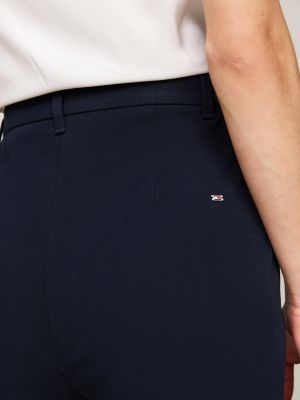 blue gabardine slim trousers for women tommy hilfiger