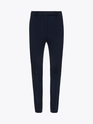 pantaloni slim fit in gabardine blu da donne tommy hilfiger