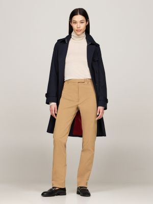 pantaloni slim fit in gabardine marrone da donne tommy hilfiger