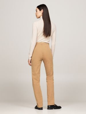 pantaloni slim fit in gabardine marrone da donne tommy hilfiger