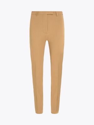 pantaloni slim fit in gabardine marrone da donne tommy hilfiger