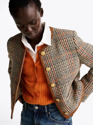 Boxy Tweed Blazer With Wool Brown Tommy Hilfiger