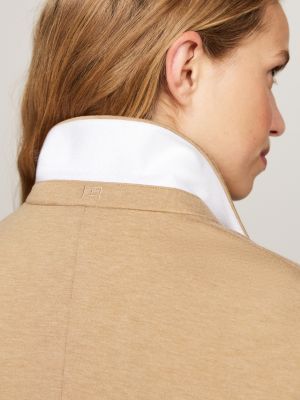 beige pocket embroidery slim fit blazer for women tommy hilfiger