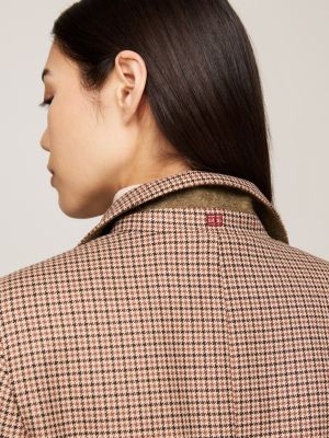 brown check single breasted blazer for women tommy hilfiger