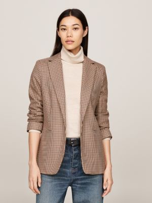 blazer monopetto a quadri brown da donne tommy hilfiger