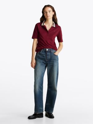 polo slim fit in piqué viola da donne tommy hilfiger